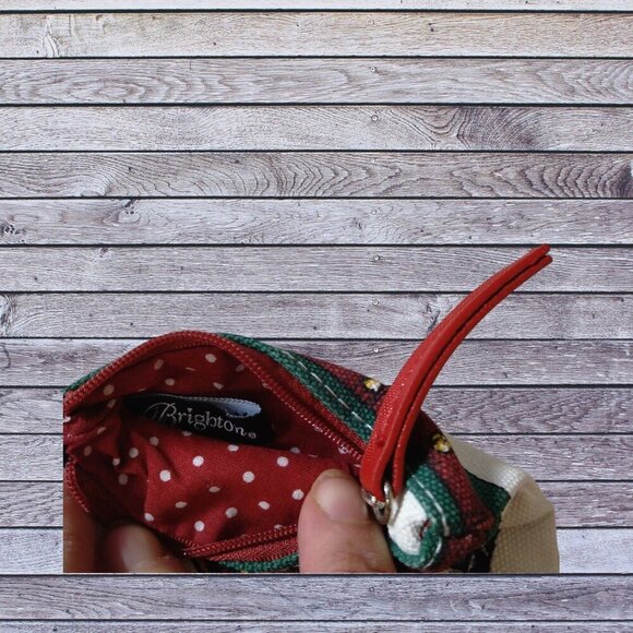 Brighton Zipper Pouch Coin Purse In Love We Trust Fabric Colorful Heart - Picture 2 of 4